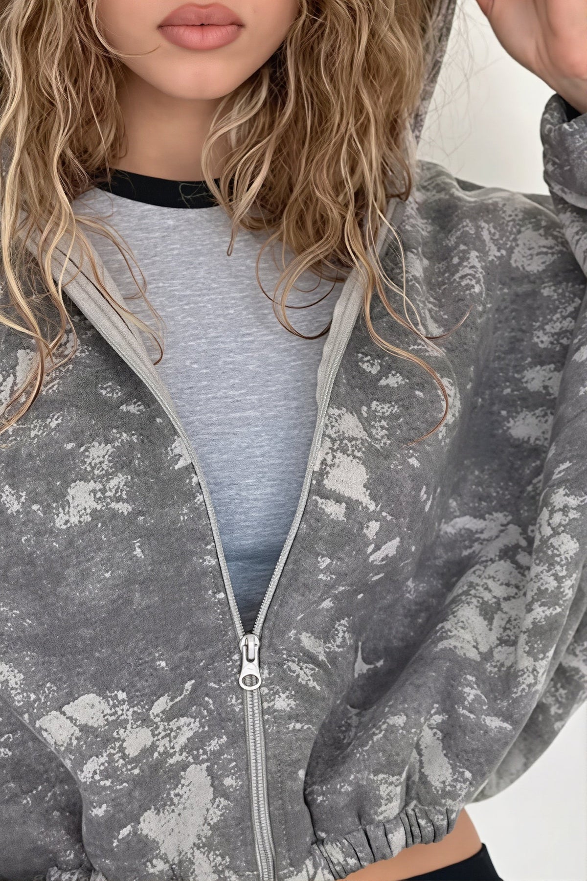Tie Dye Print Cropped Zip Hoodie 4