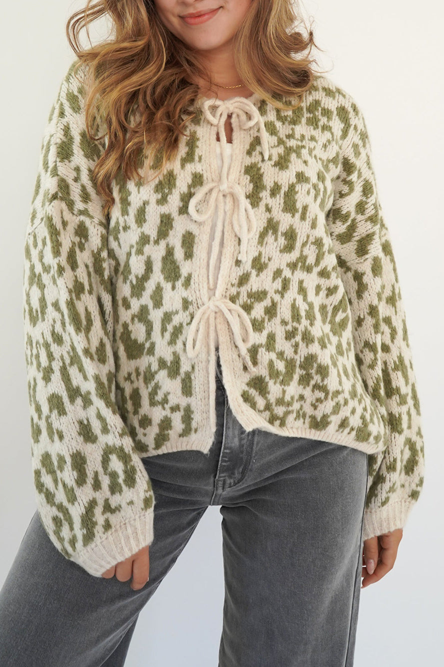 Leopard Print Tie-Front Cardigan for Stylish Comfort