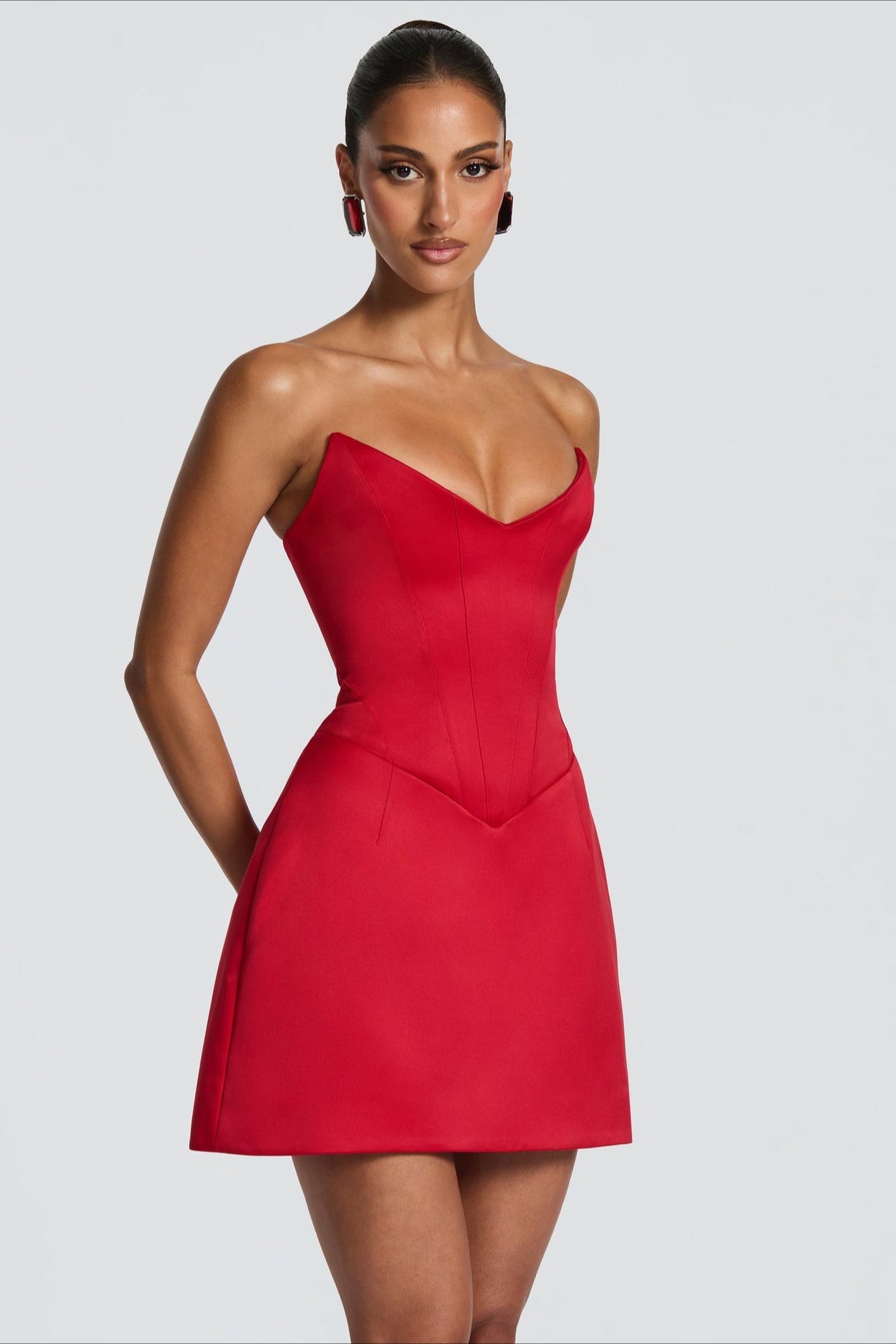 Lace Up Back Corset A Line Mini Dress