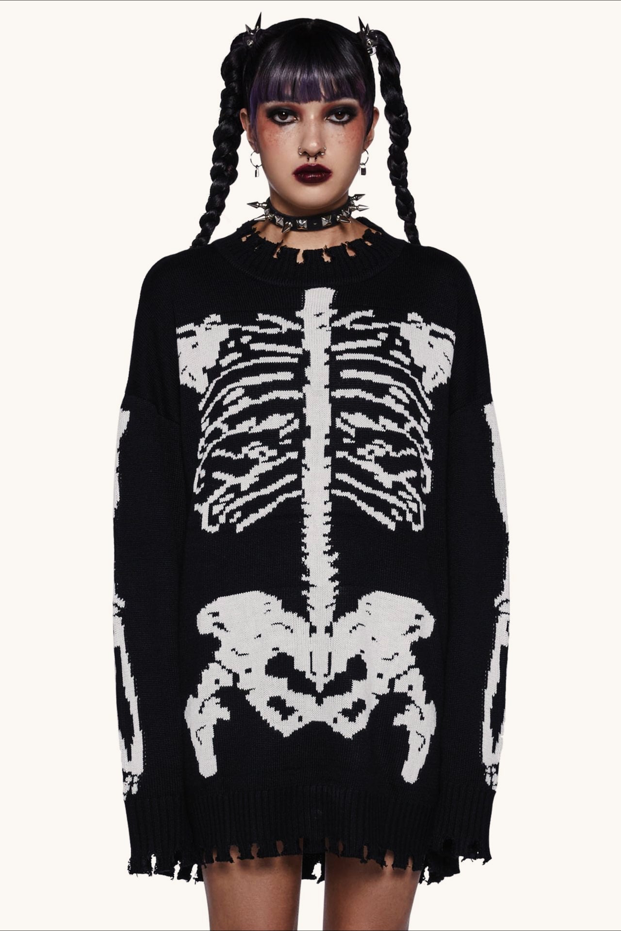 PrincessAce Y2K Gothic Skull Oversized Sweater for Style