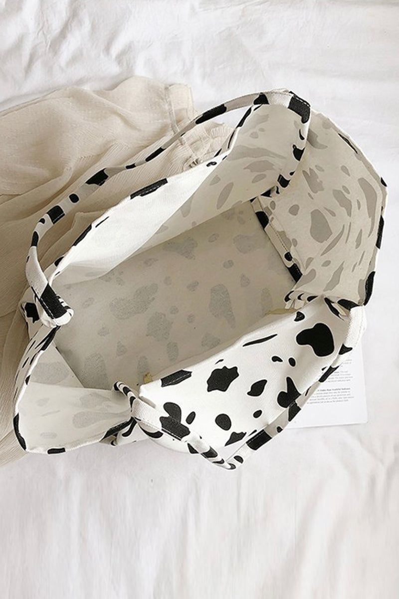 Cow Print Canvas Tote Bag - Fashionpara