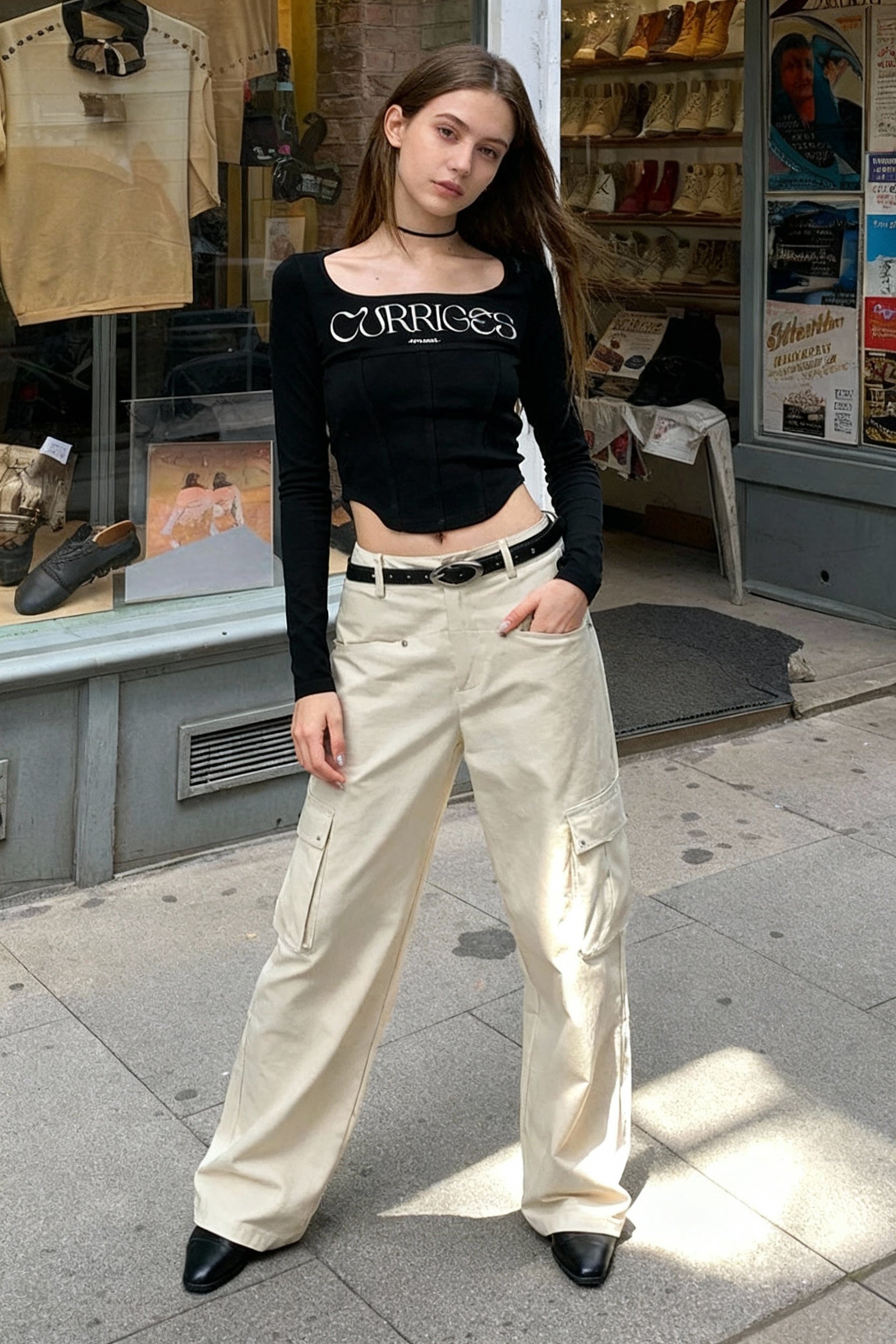 Wide Neck Corset Crop Top