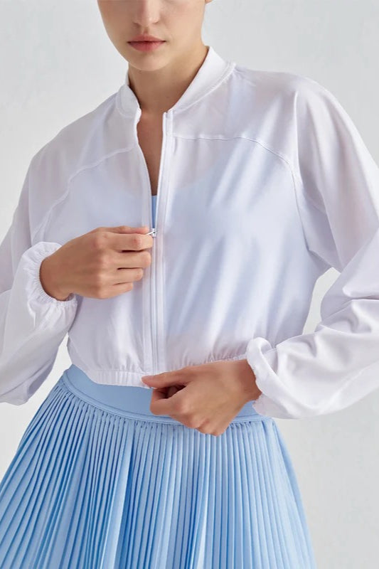 Cropped Zip-Up Athletic Jacket