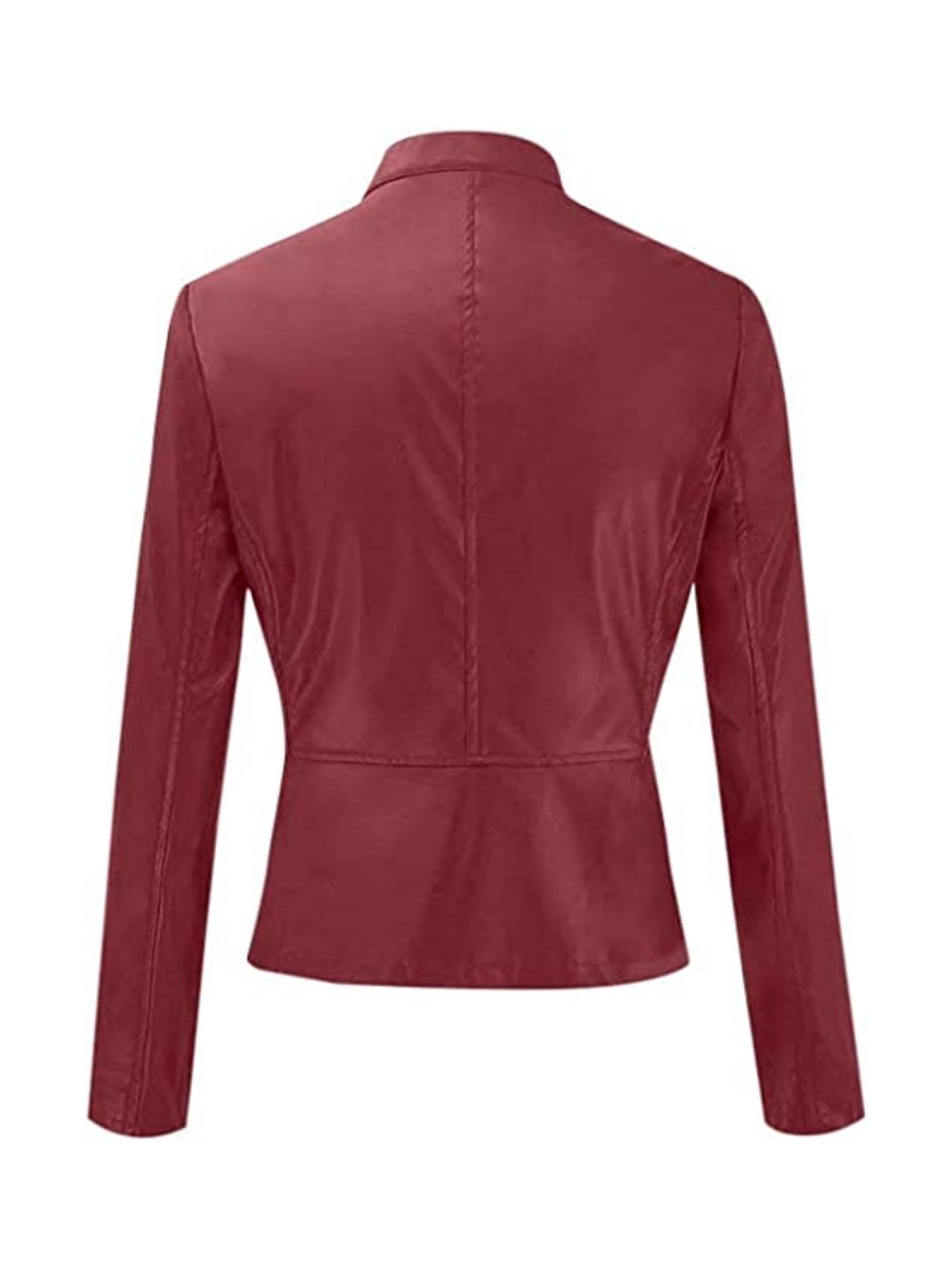 Sleek Faux Leather Crop Jacket with Zipper Front Closure