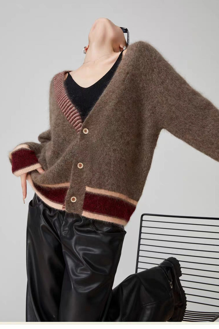 Long Sleeve Color-block Striped Sweater