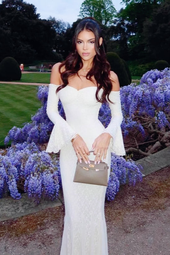 Lace Insert Bell Sleeve Birthday Dress