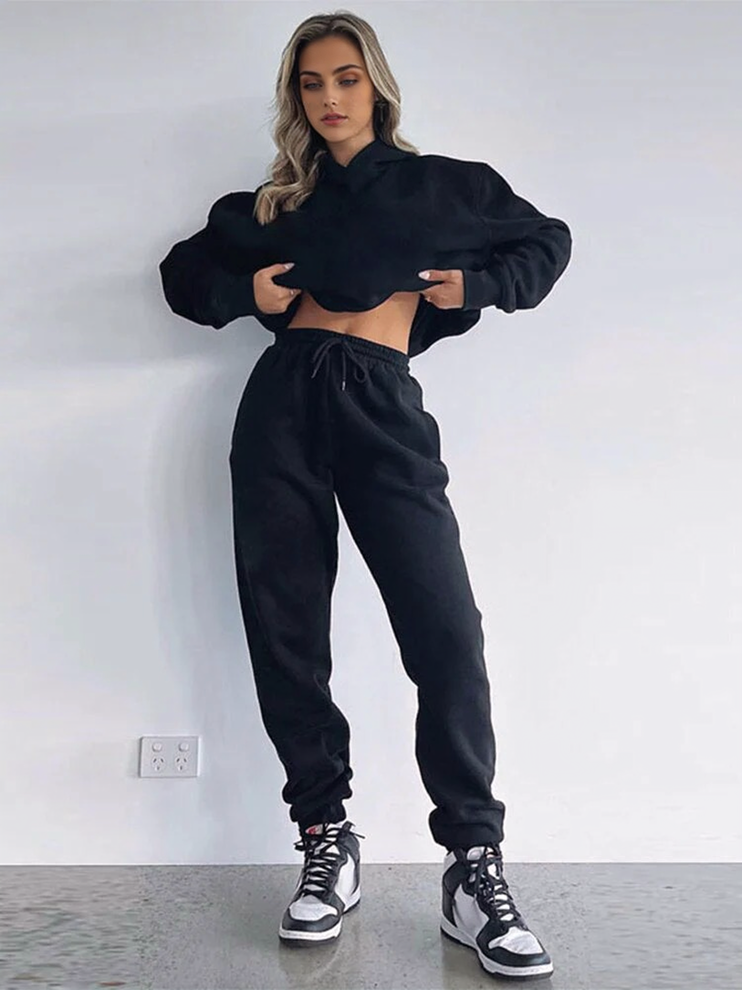 Tracksuit Suits Sweatshirt Solid Casual Sportswear Suit 3