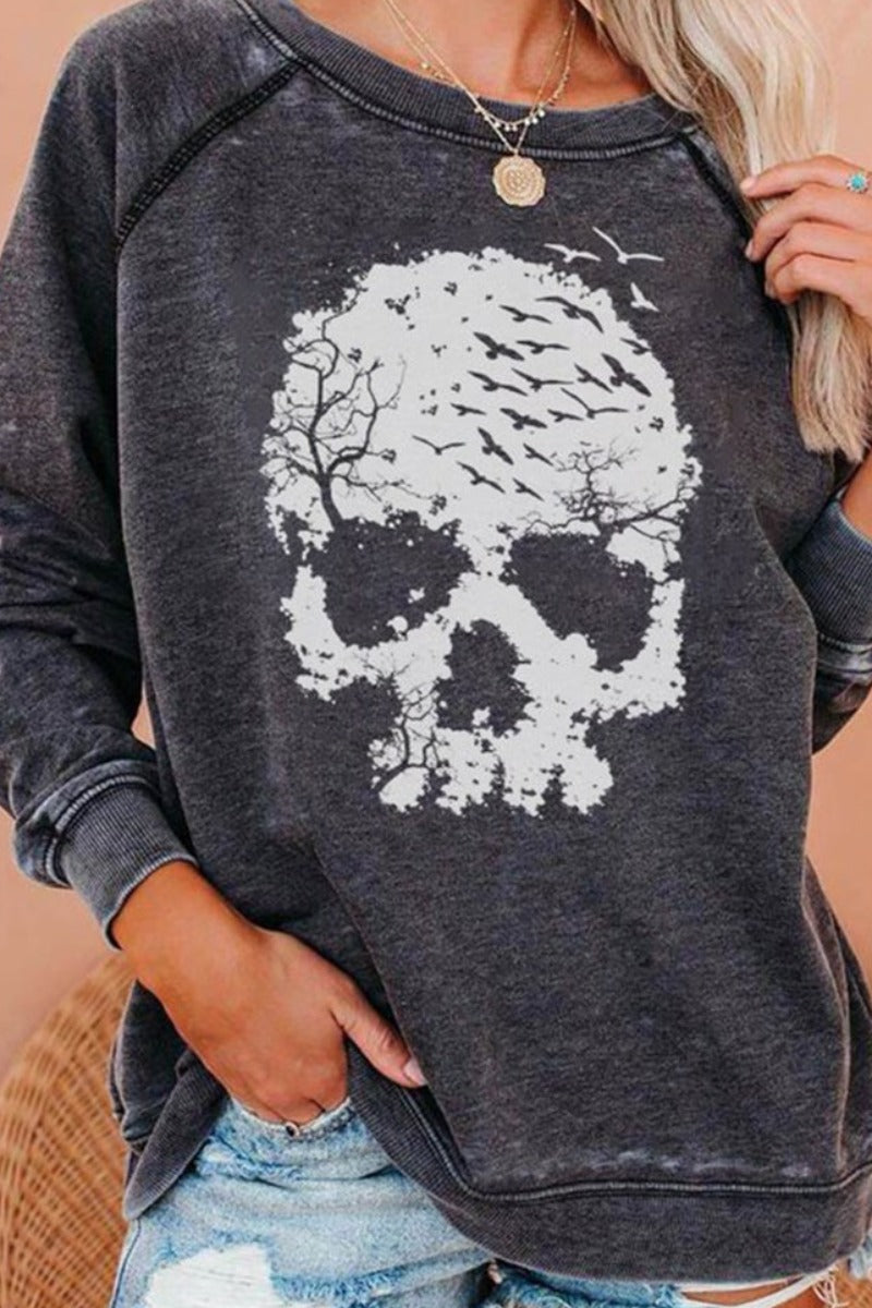 O Neck Print Dark Grey T-shirt  Fashionpara