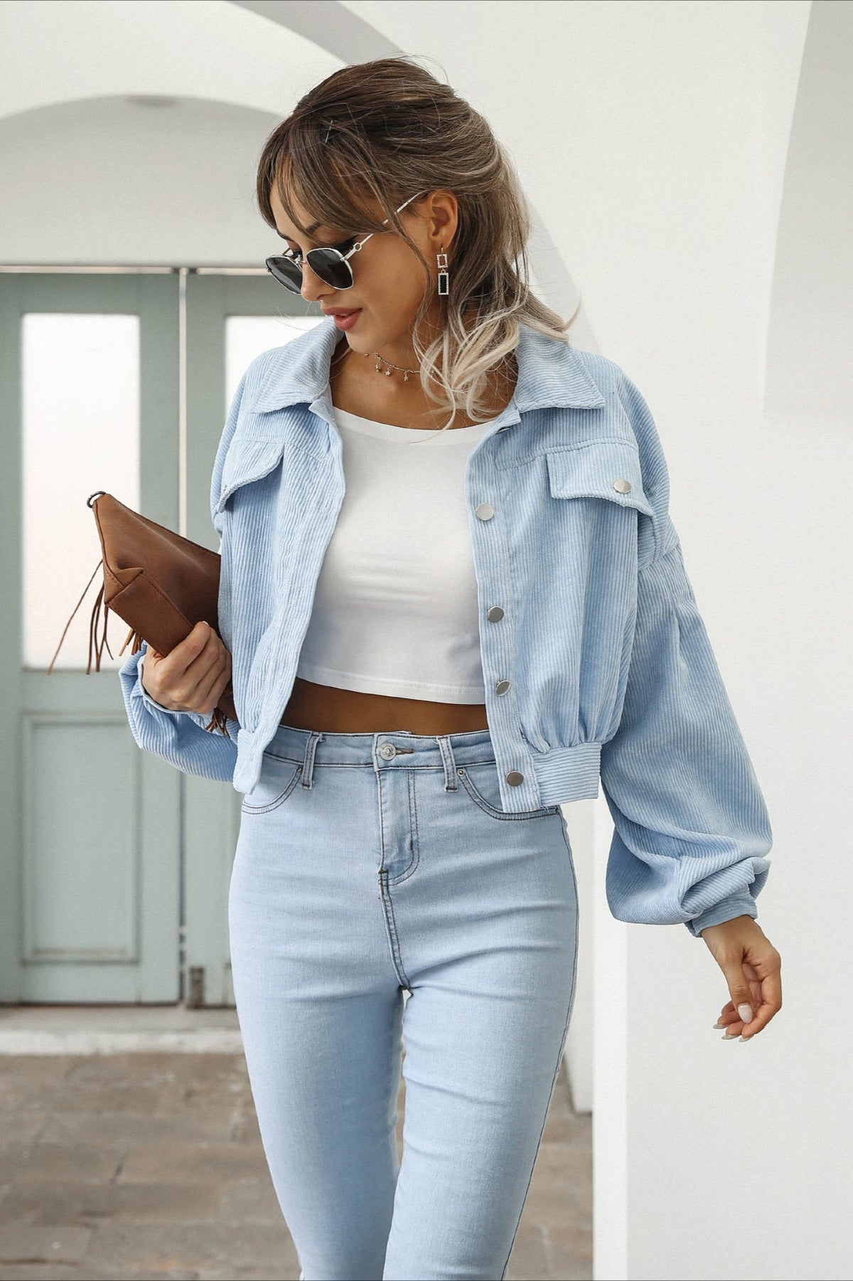 Button Up Corduroy Short Jacket