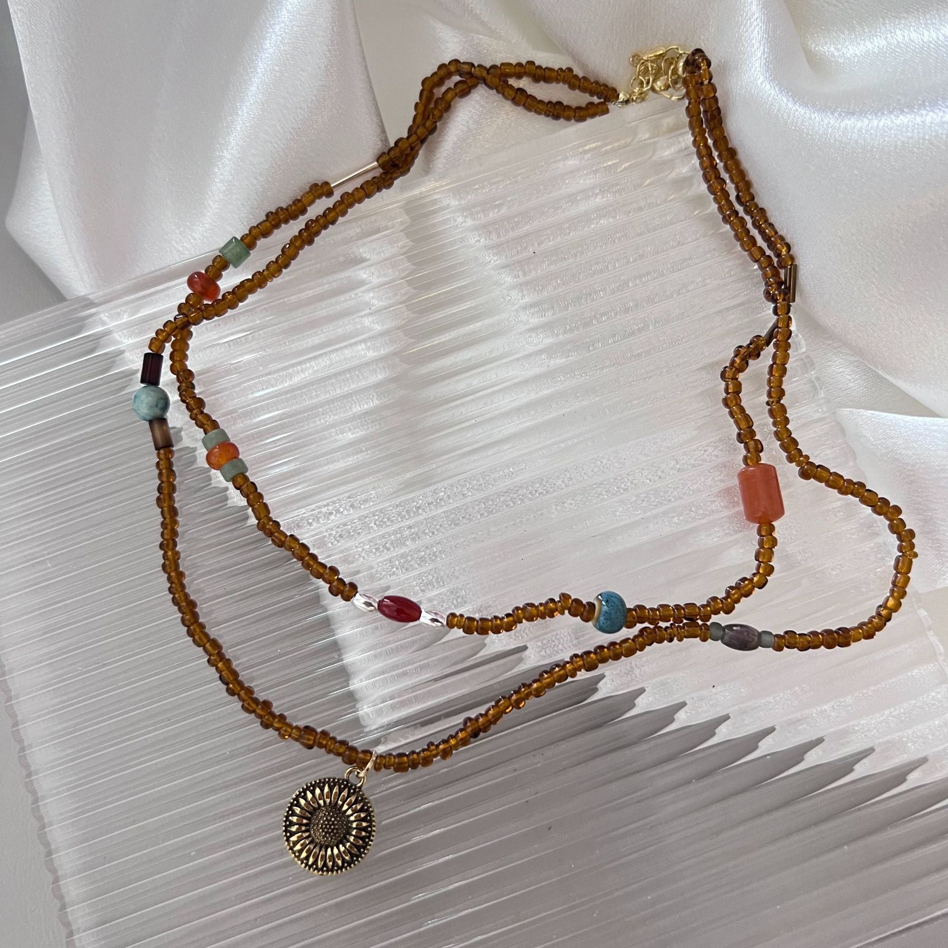 Vintage Natural Stone Double Layer Necklace