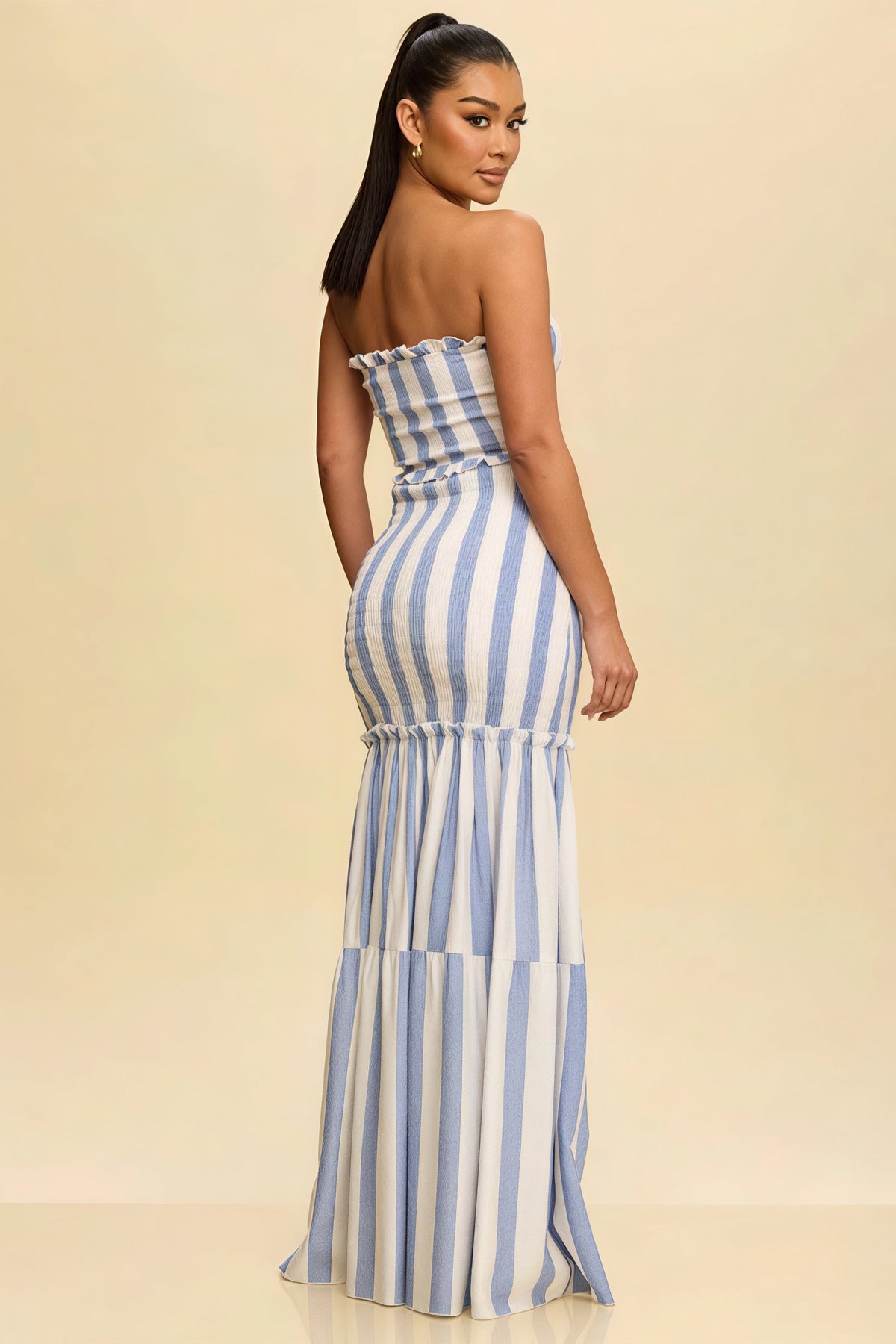 Striped Strapless Tie Front Two Piece Set 2