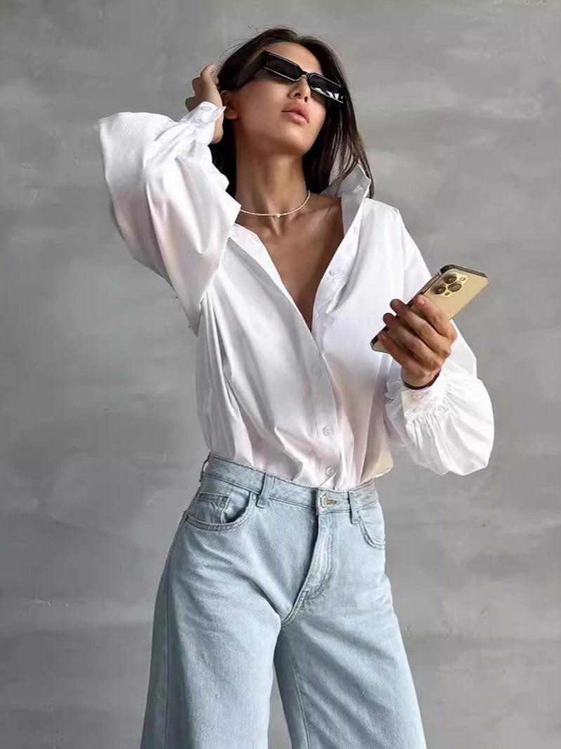 Loose Lantern Sleeve Blouse