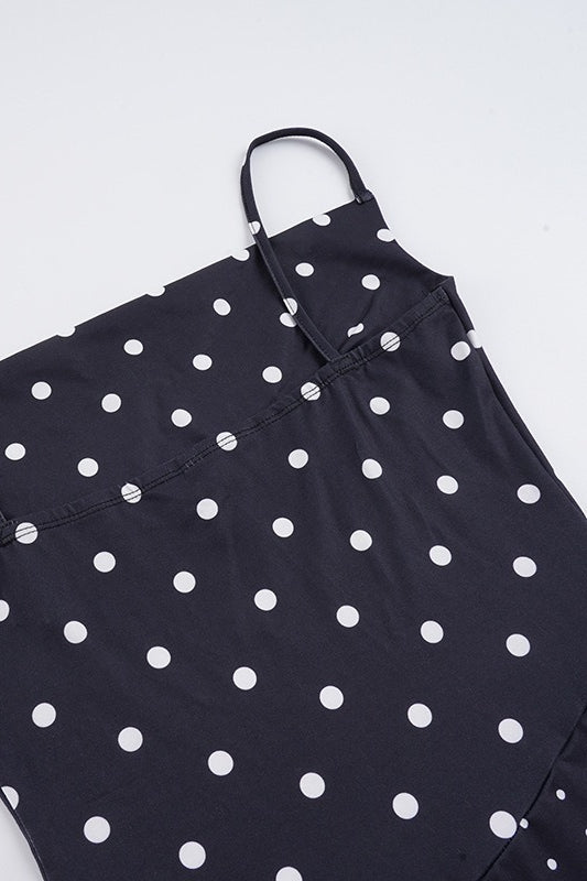 Polka Dot Cowl Neck High Split High Low Mini Dress