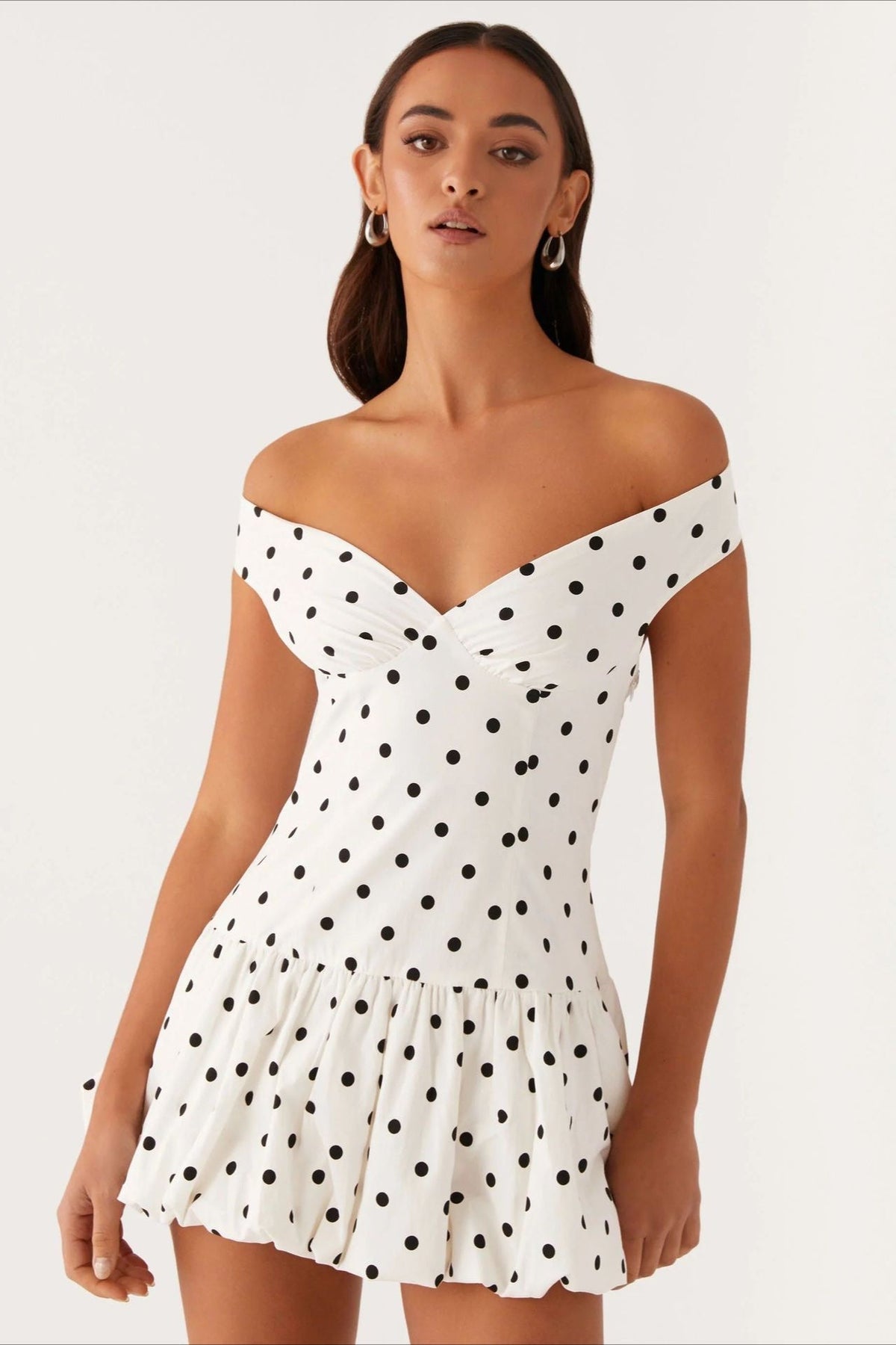 Off-Shoulder Peplum Mini Dress