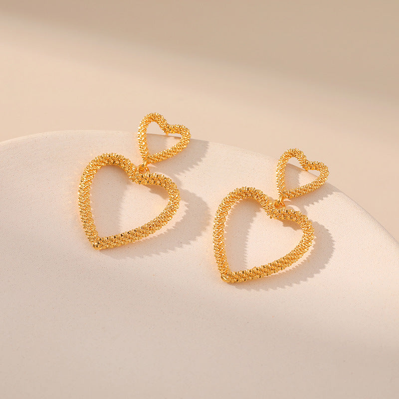 Three-dimensional Hollow Love Earrings