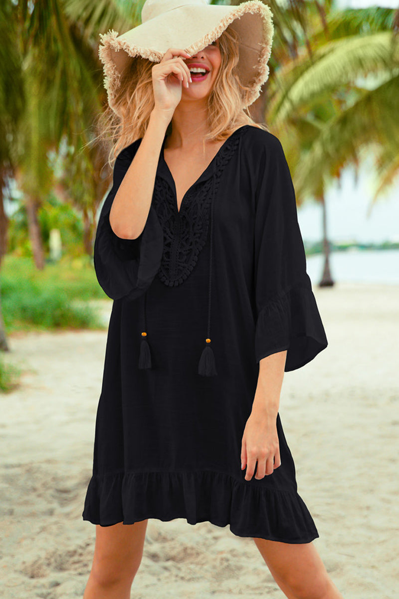 Boho Lace Splicing Tunic Cover Up - Fashionpara