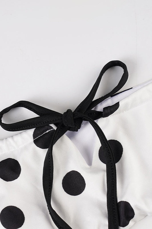 Retro Contrast Polka Dot Bikini Set - Fashionpara