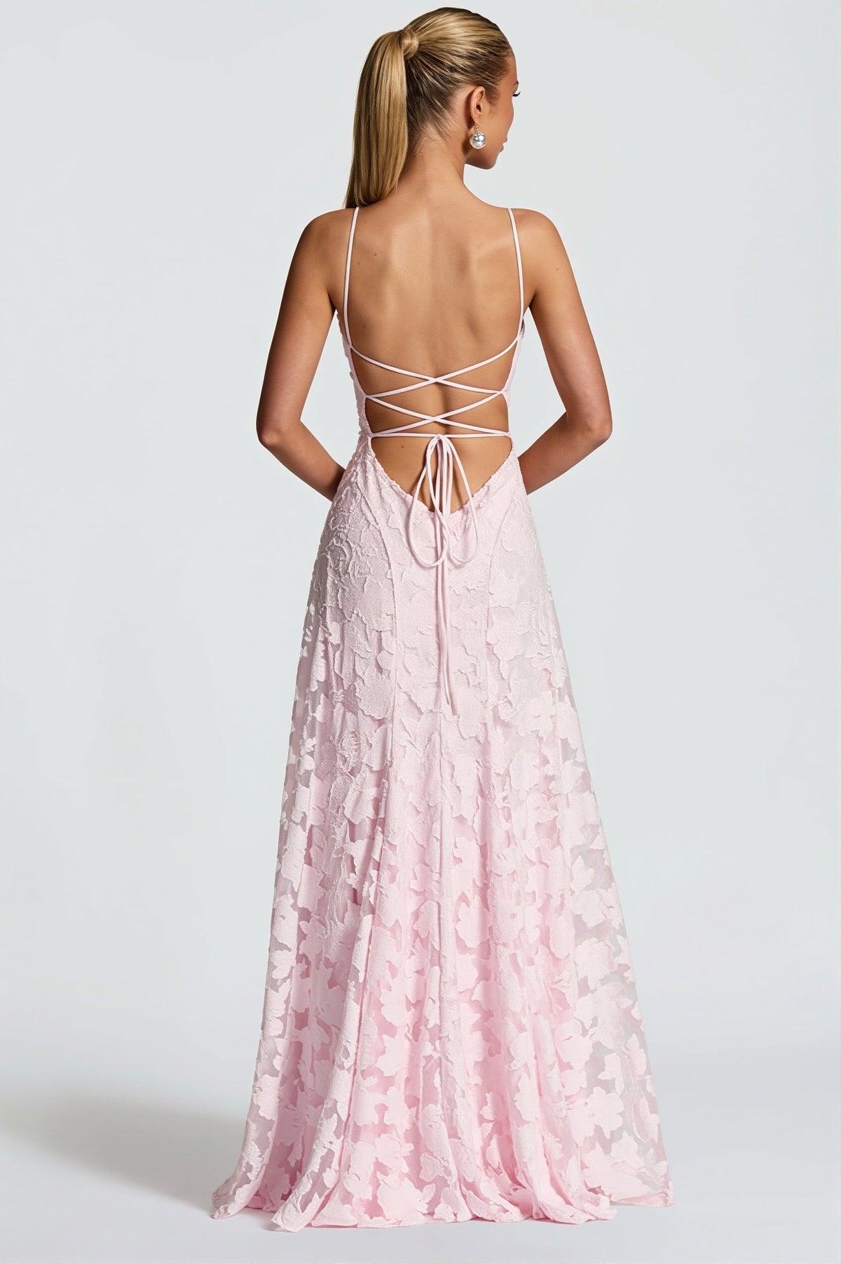 Floral Appliqué Sweetheart Fit and Flare Maxi Gown