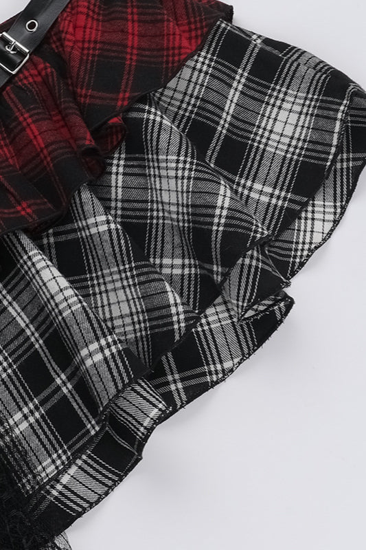 Asymmetrical Plaid Bodycon Skirt