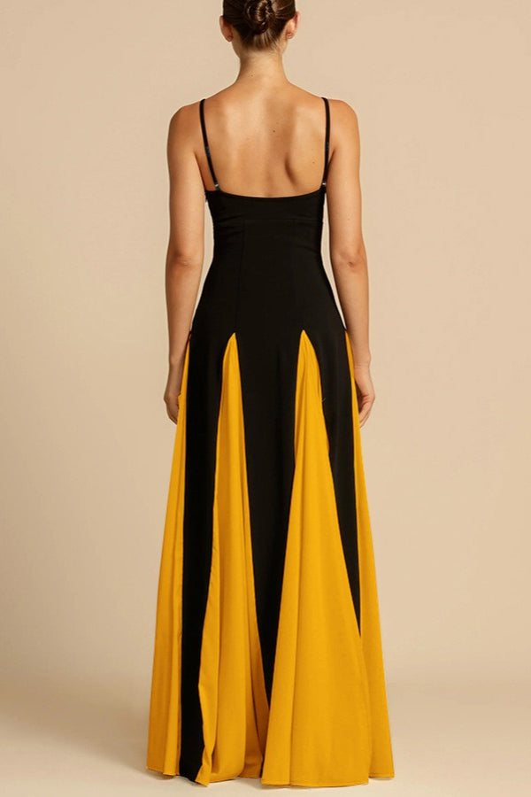 Two-Tone Sweetheart Spaghetti Strap A-Line Maxi Gown