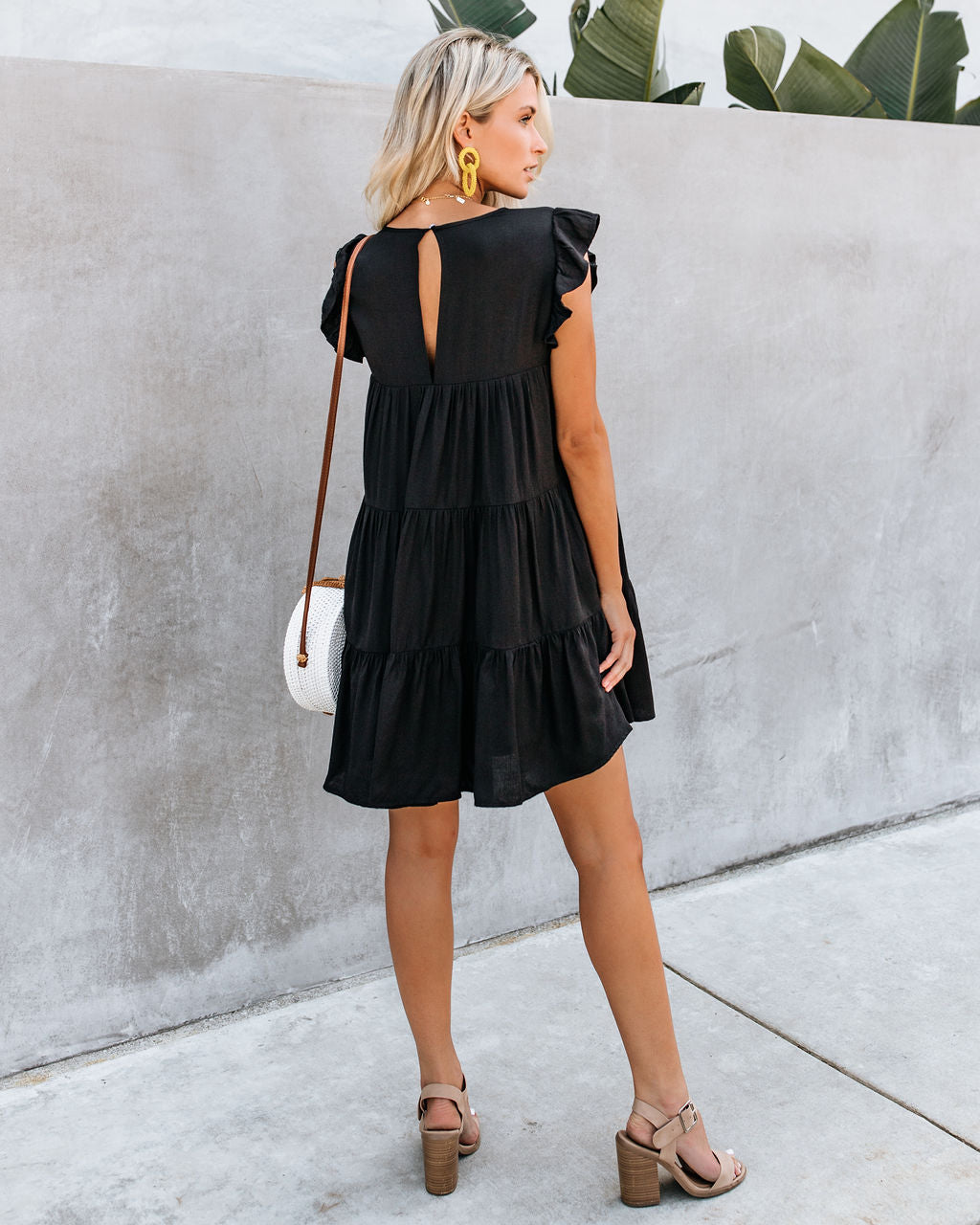 Ruffle Cap Sleeve Tiered Babydoll Mini Dress
