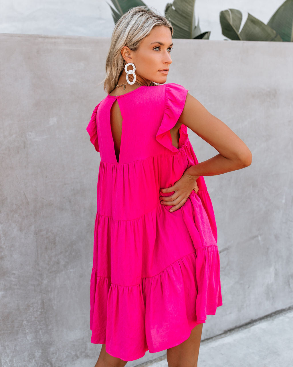 Ruffle Cap Sleeve Tiered Babydoll Mini Dress
