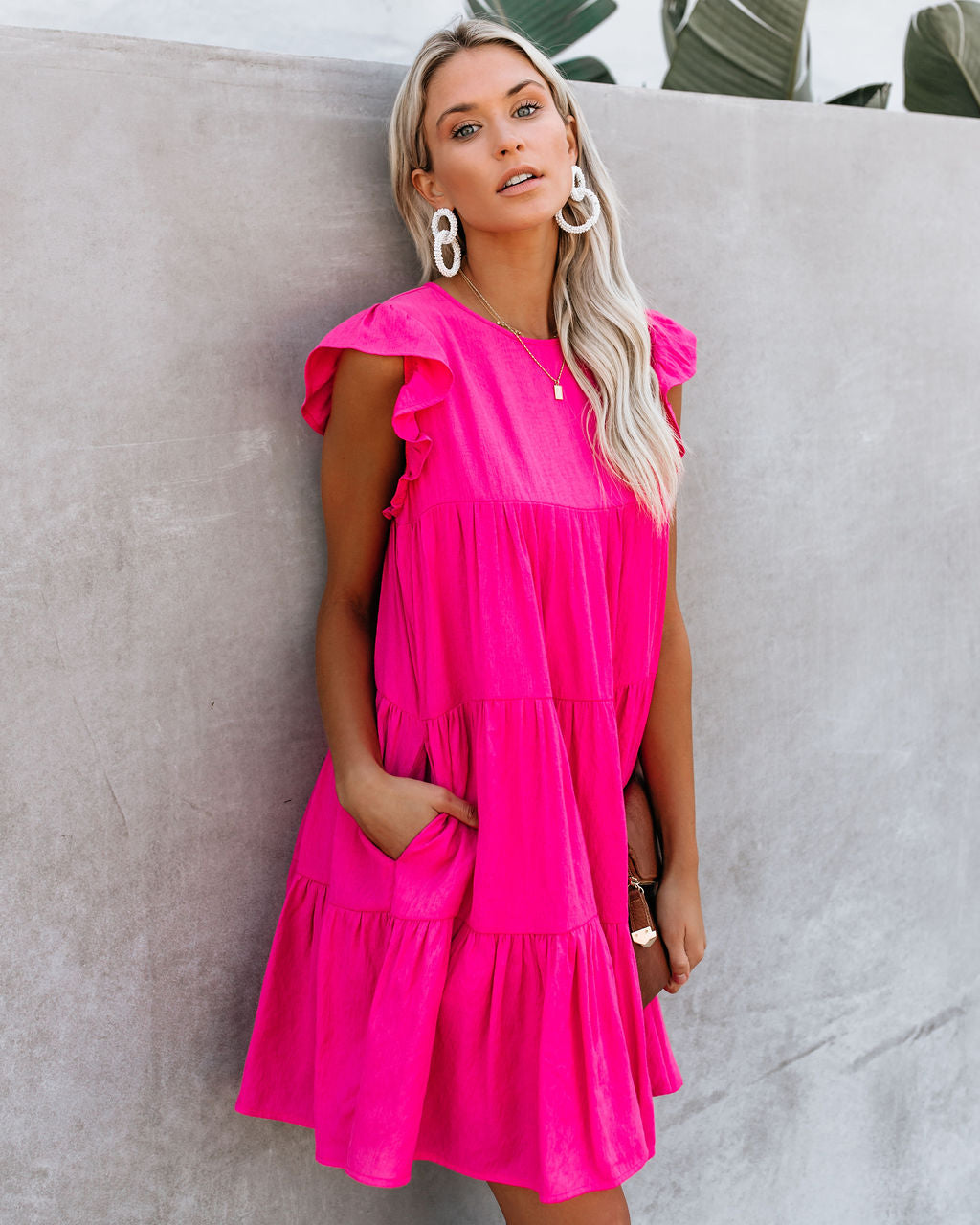 Ruffle Cap Sleeve Tiered Babydoll Mini Dress