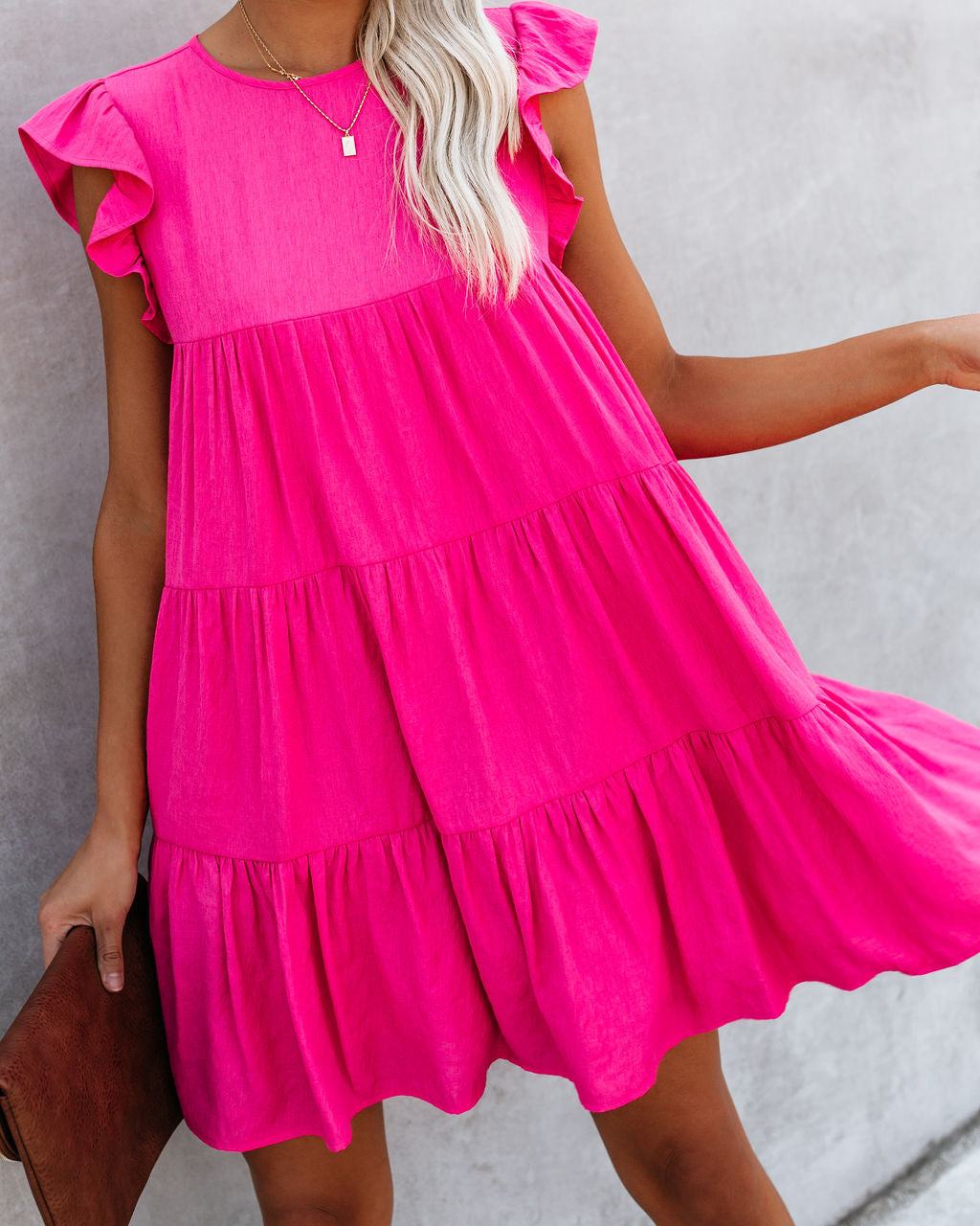 Ruffle Cap Sleeve Tiered Babydoll Mini Dress
