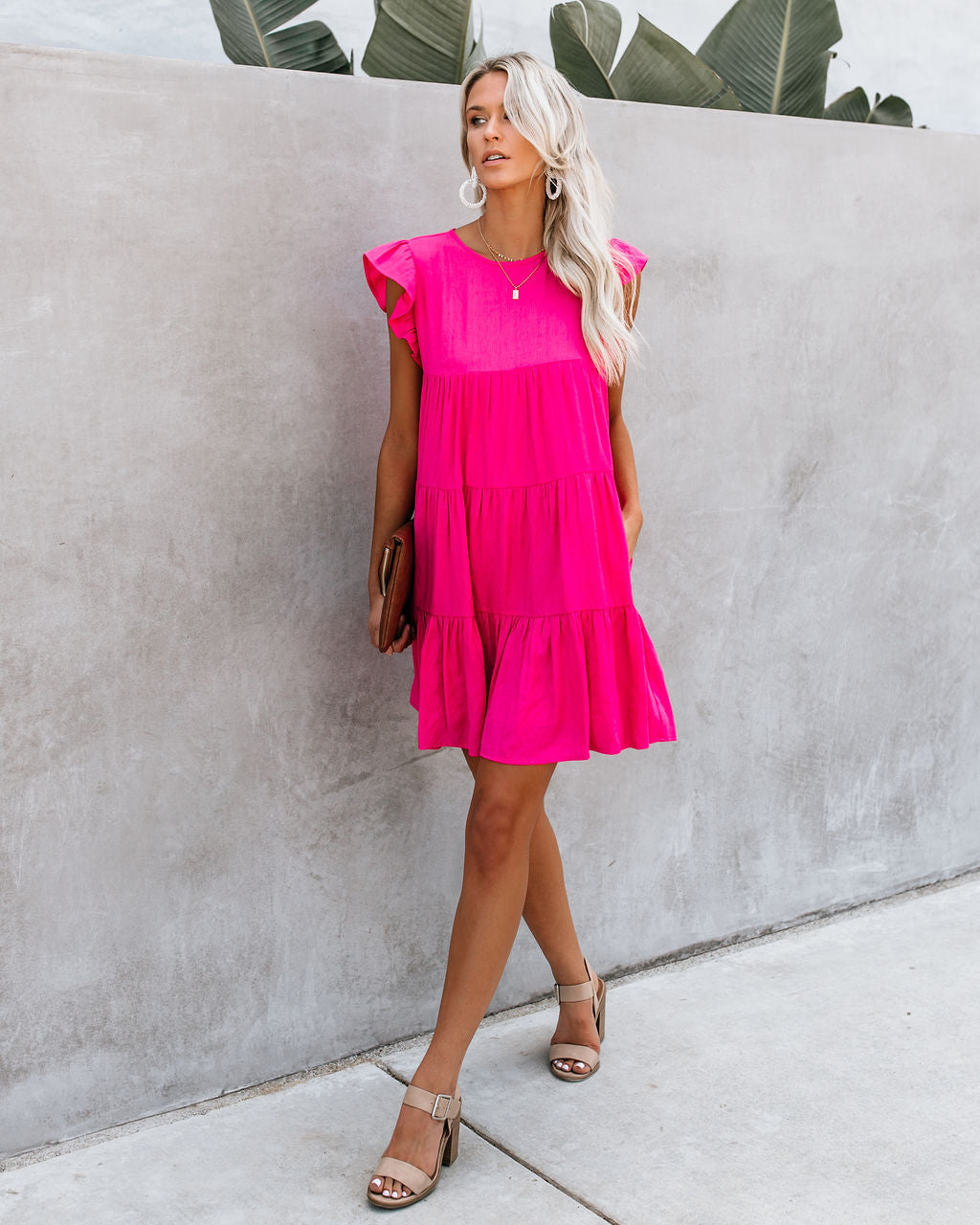 Ruffle Cap Sleeve Tiered Babydoll Mini Dress