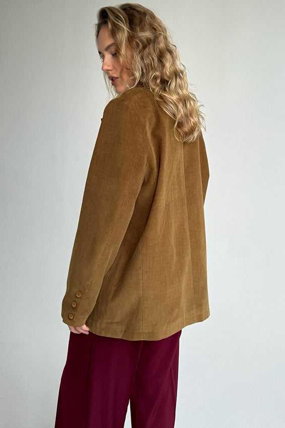 Elegant Corduroy Blazer Coat - Fashionpara