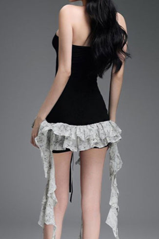 Strapless Lace Up Bodycon Mini Dress