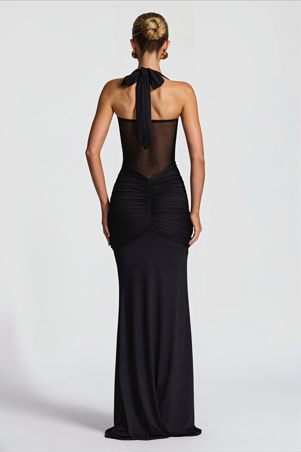 Halter Neck Twist Mesh Cut Out Mermaid Gown 5