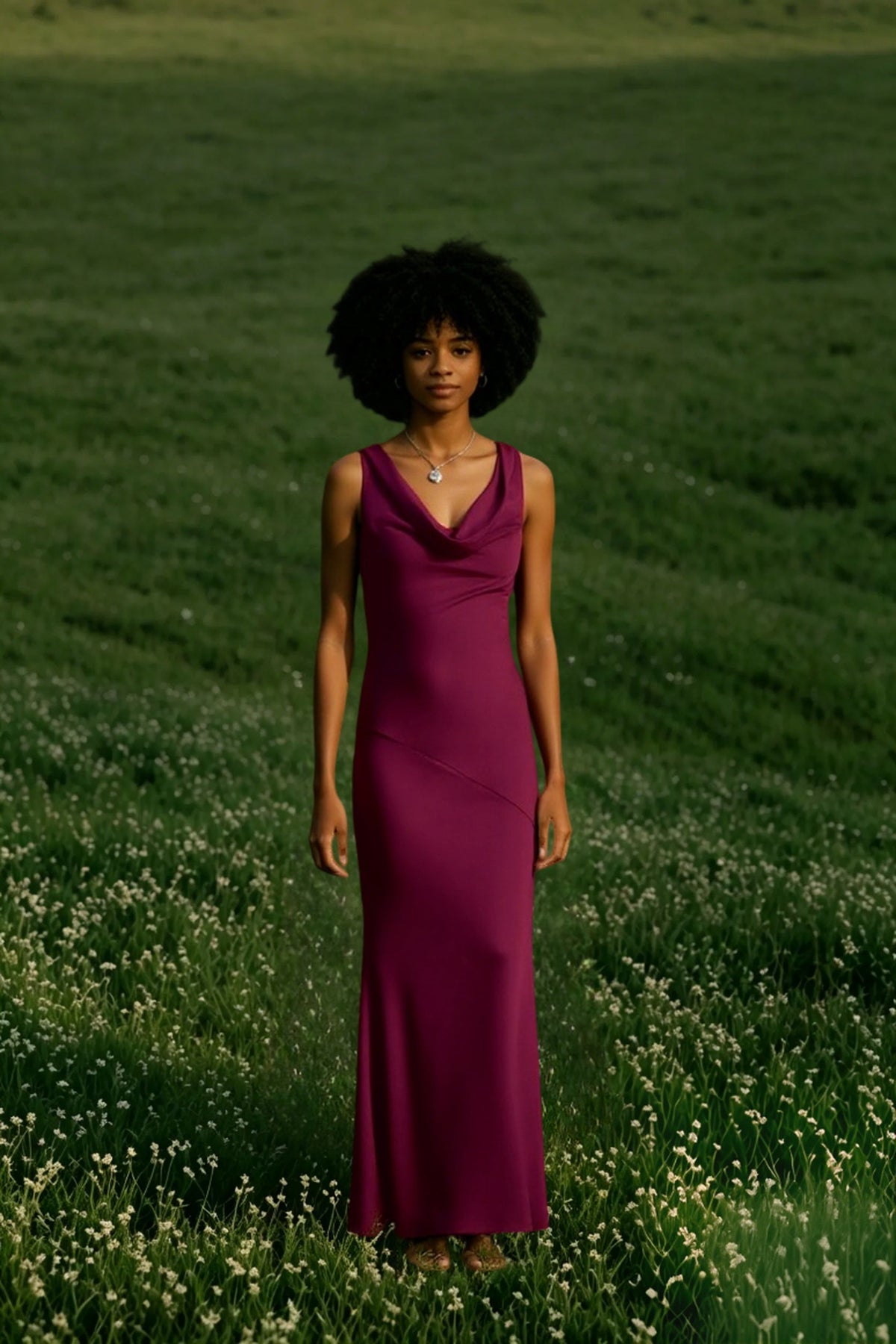 Cowl Neck Sleeveless Satin Column Maxi Dress 4