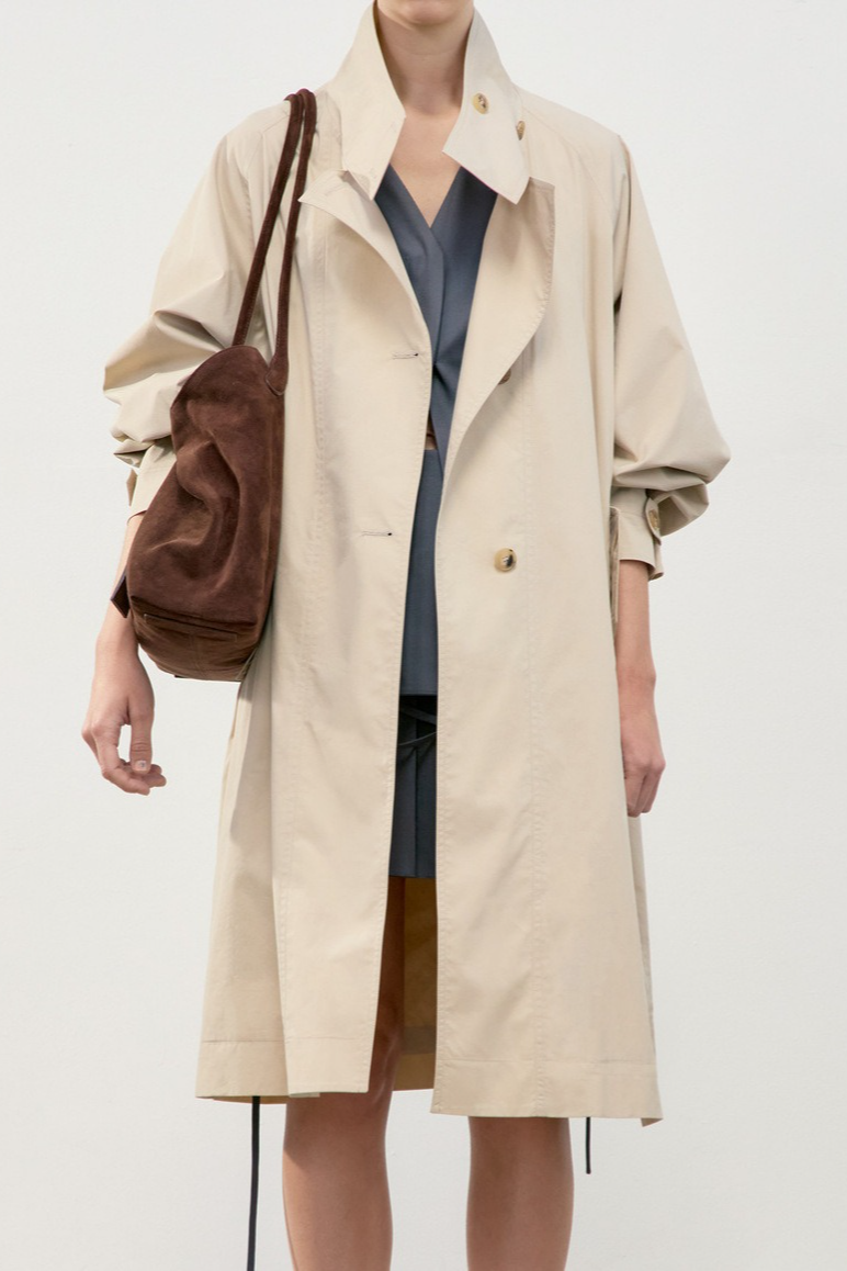 Solid Stand Collar Single Breasted Long Loose Overcoat - Fashionpara