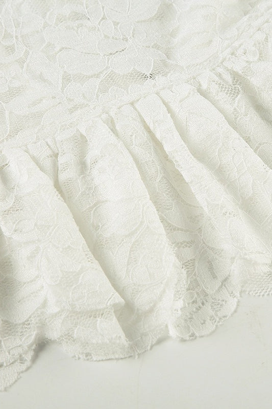 Lace Hook Front Peplum Blouse