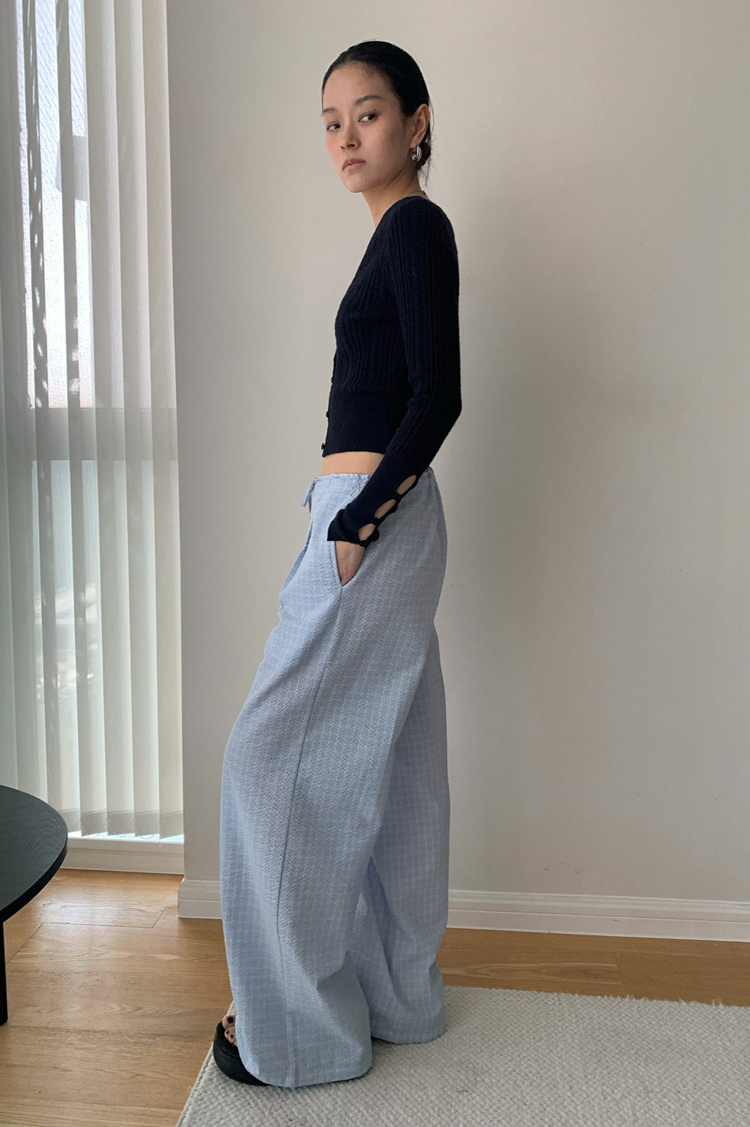 Loose Fit Checkered Casual Pants