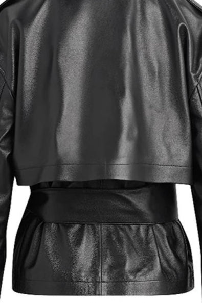 Chic Cropped Leather Coat for Effortless Street Style