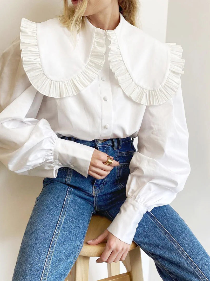 Loose Cotton Babydoll Blouse