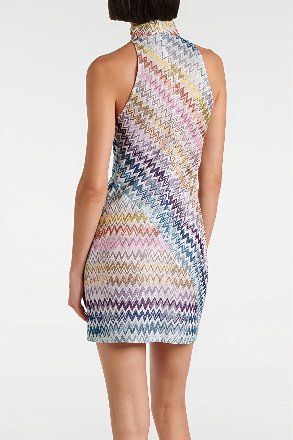 Sequin Chevron Halter Neck Bodycon Mini Dress 4