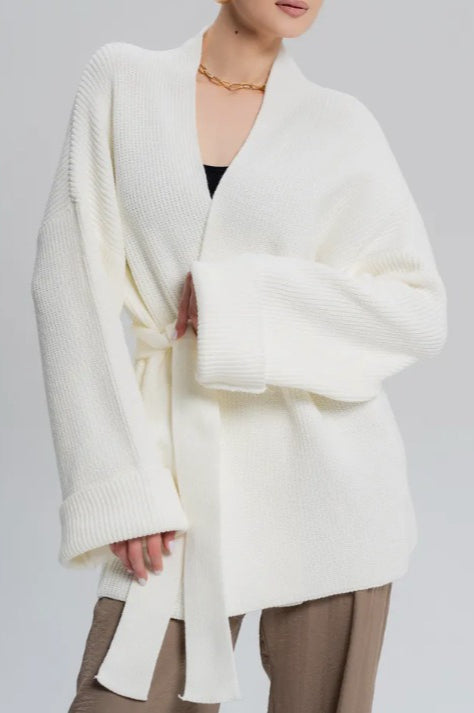 Chic Oversized Belted Knit Cardigan for Effortless Style