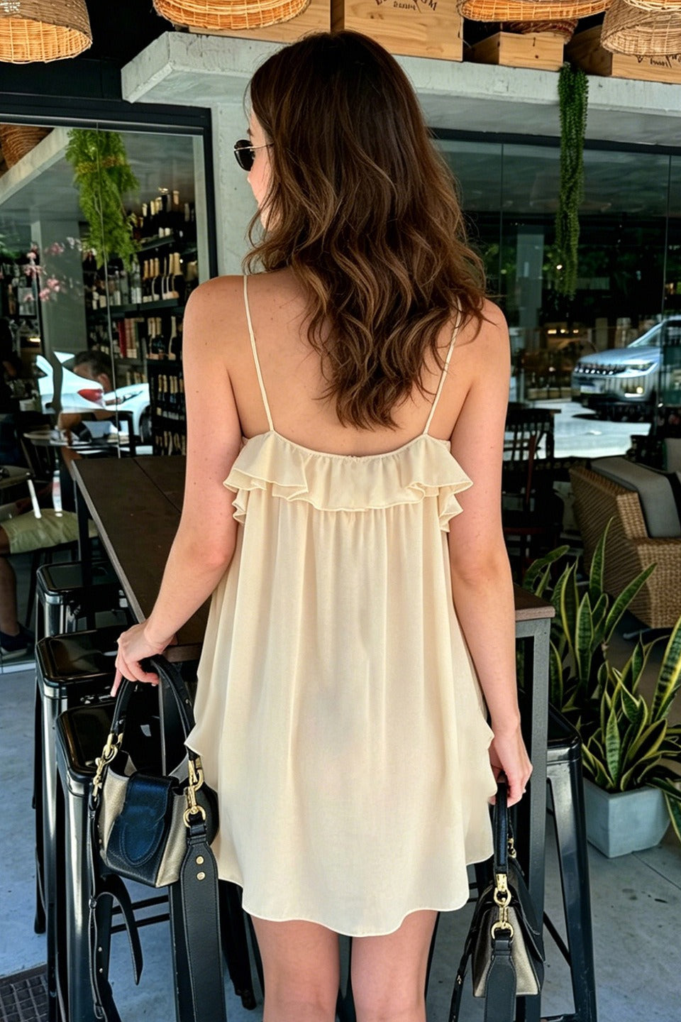 Chiffon Ruffle Spaghetti Strap Babydoll Mini Dress