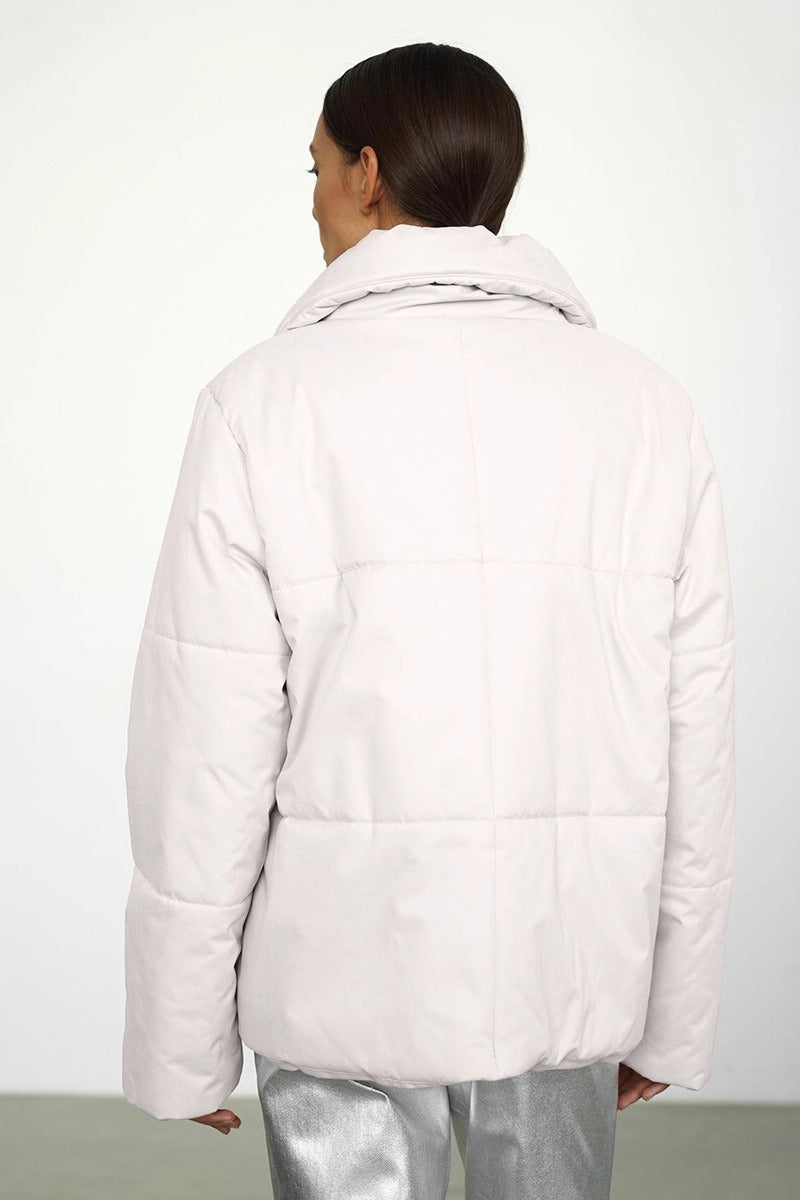 Asymmetrical Turtleneck Cotton Coat - Fashionpara