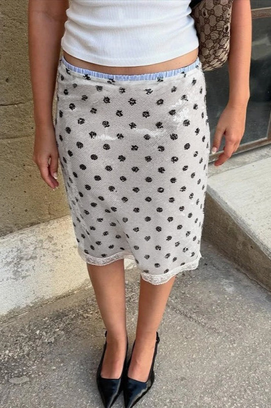 Low Waist Polka Dot Print Skirt - Fashionpara