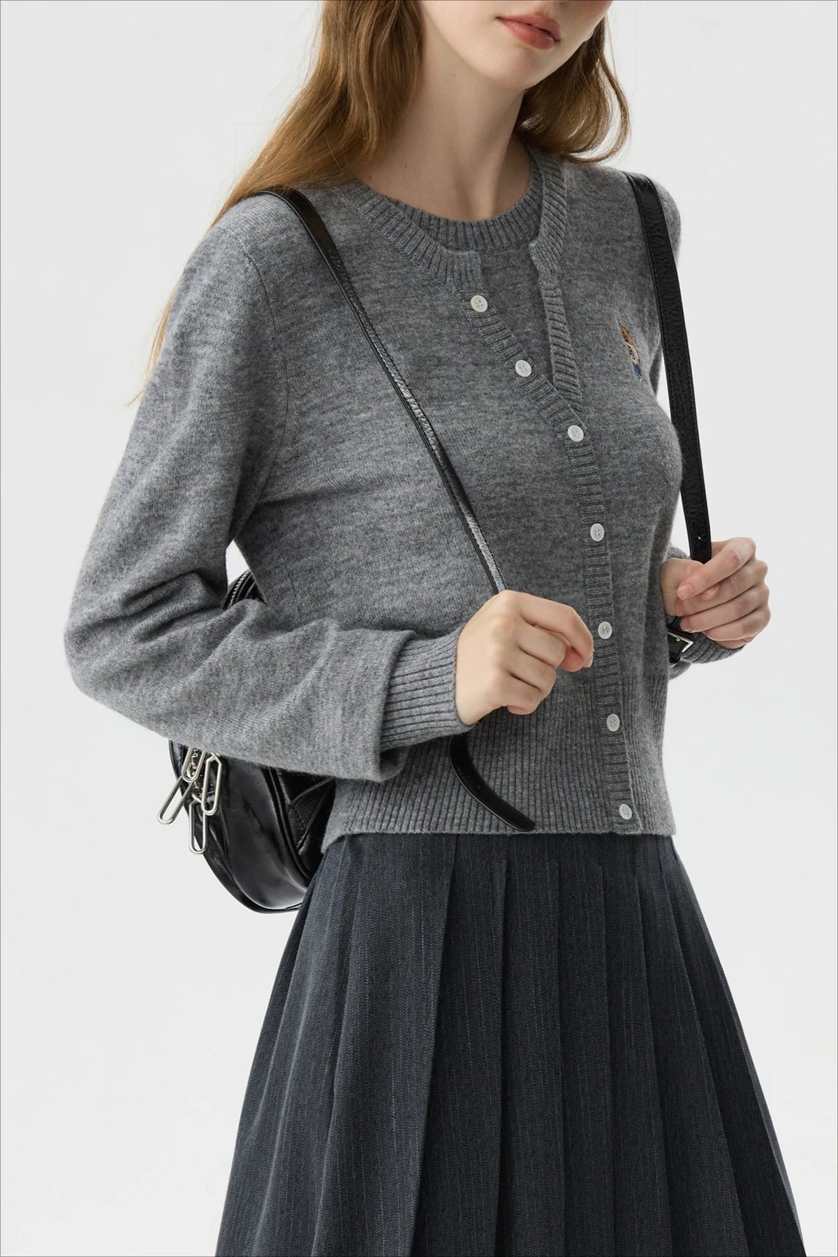 Wool Blend College Style Cardigan