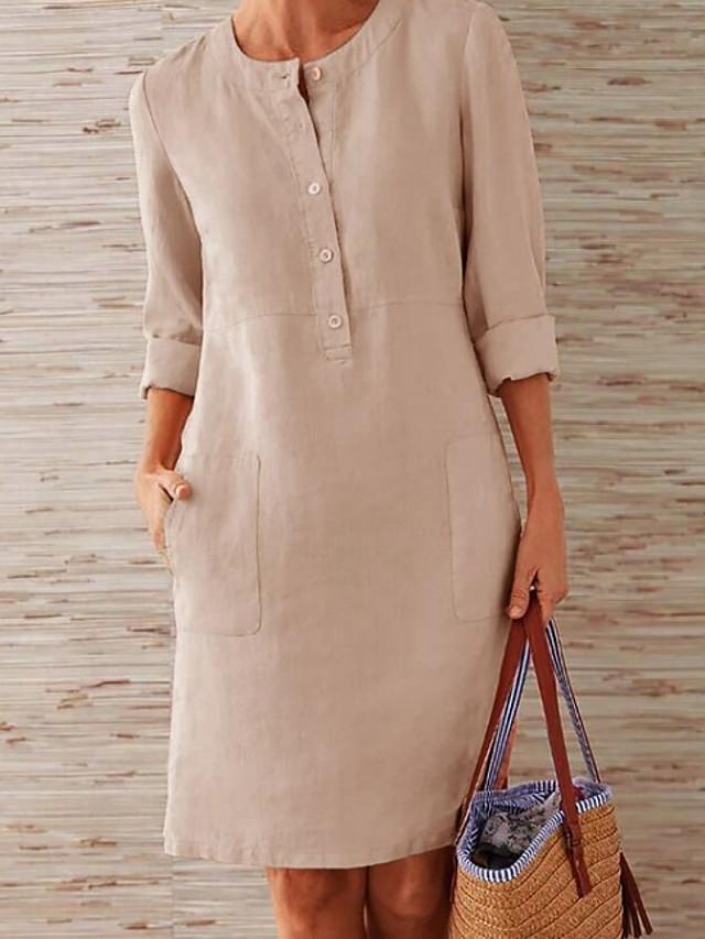 Women's Shift Dress Knee Length Dress - 3/4 Length Sleeve Summer Fall Hot Casual vacation dresses  Fashionpara