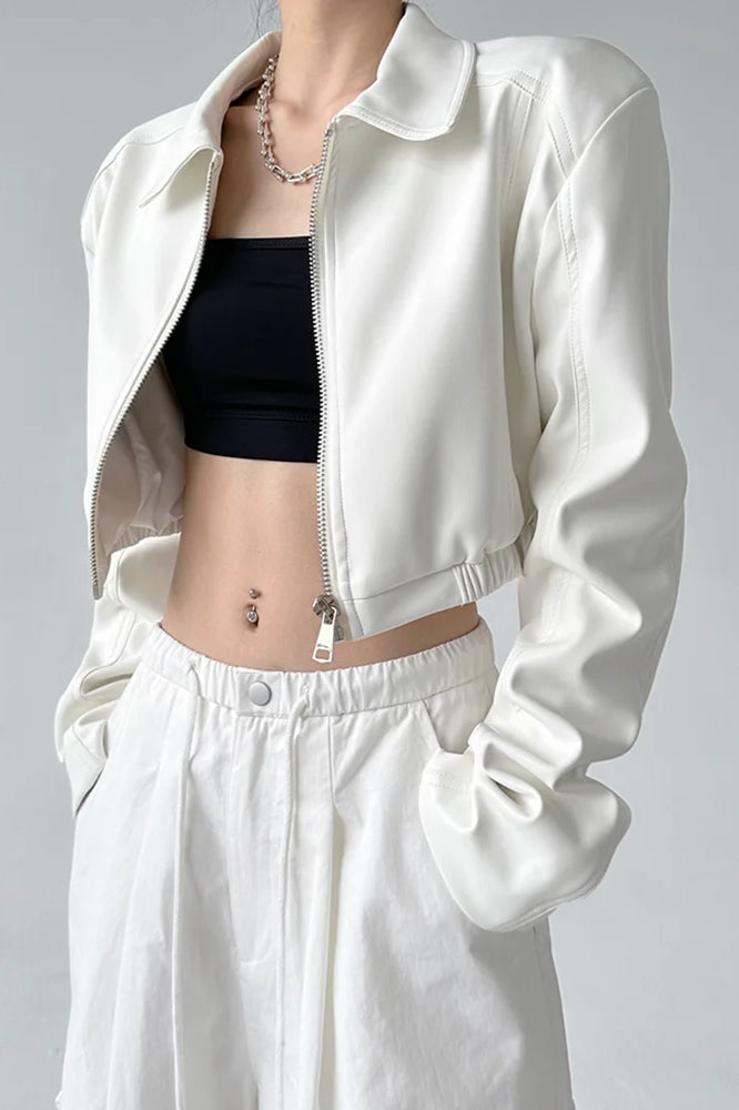 PU Leather Crop Jacket