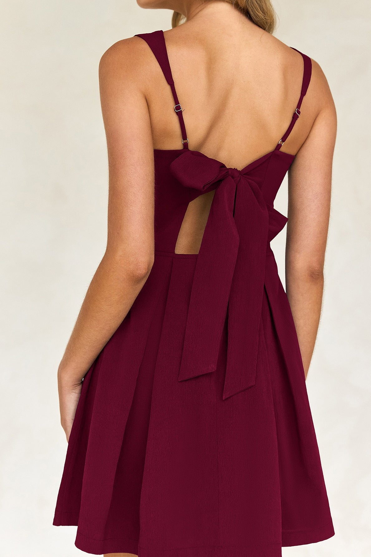Square-Neck Sleeveless Pleated A-Line Mini Dress