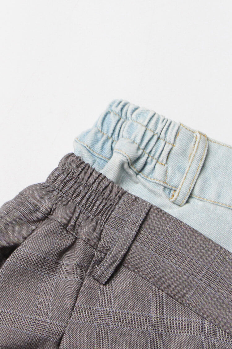 Edge Bicolor Double Waist High Rise Pleated Detail Hybrid Horseshoe Pants - Fashionpara