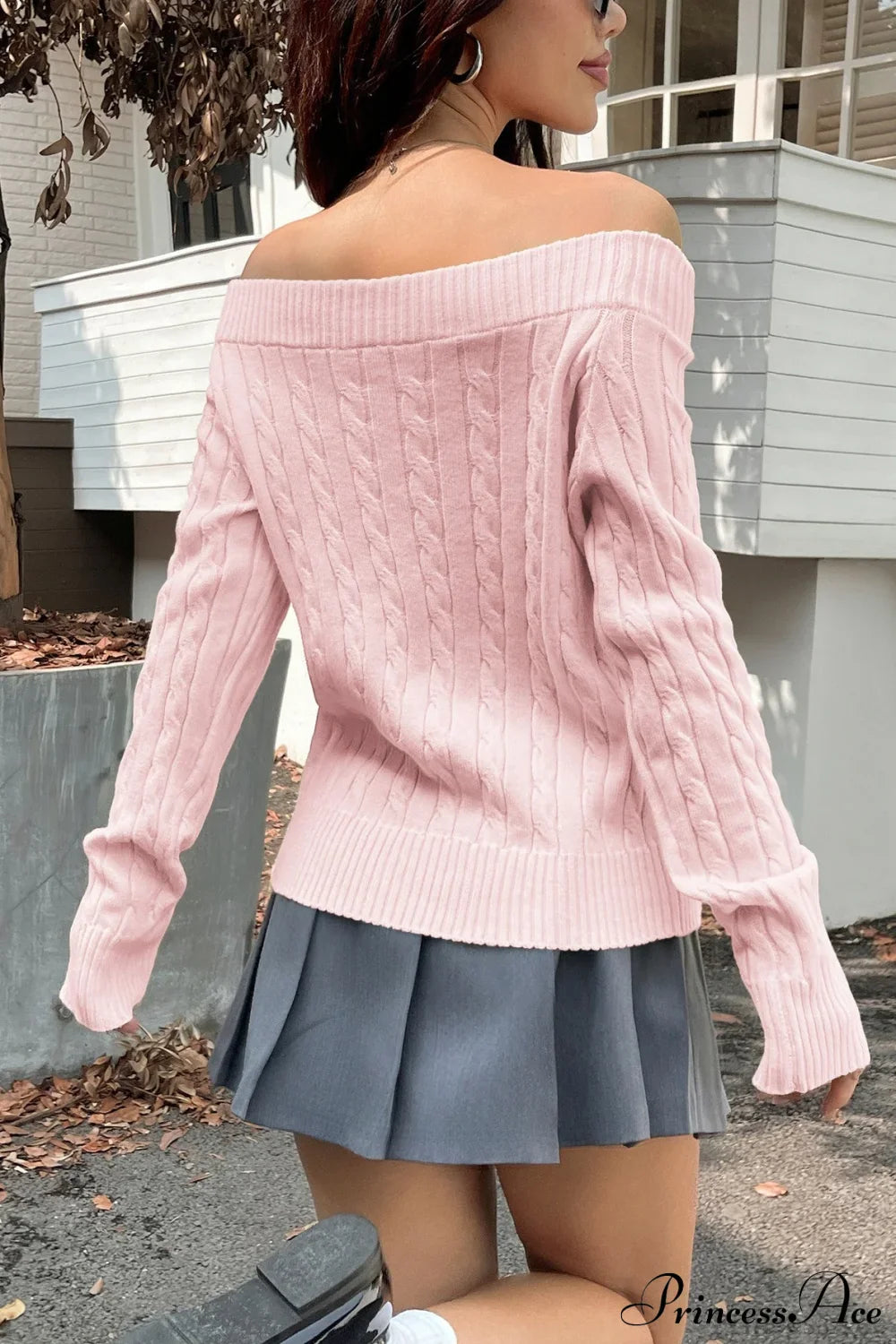 Chic PrincessAce Long-Sleeve Knit Sweater for Effortless Style