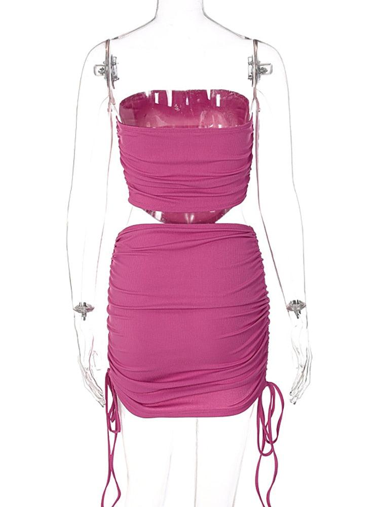 KittenAlarm - Edith Bandeau Style Top & Drawstring Skirt Set